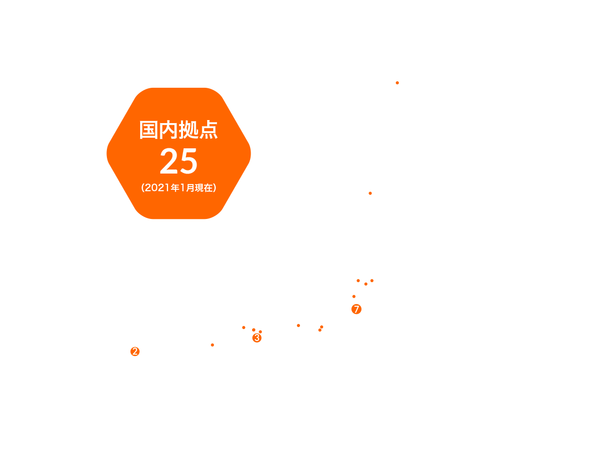 国内拠点25（2021年1月現在）